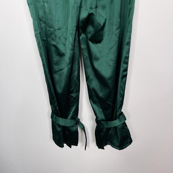 The Drop x @SignedBlake Small S Dark Jade Green Ankle Tie Satin Pants Trousers - Picture 8 of 14